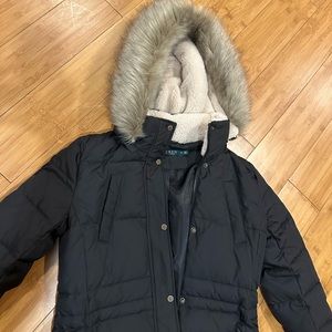 NWT Brown Puffer jacket with fur hood